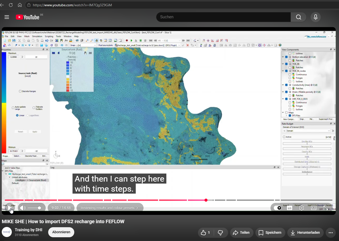 YouTube: MIKE SHE | Recharge Modelling - How to import transient dfs2 raster datasets into FEFLOW